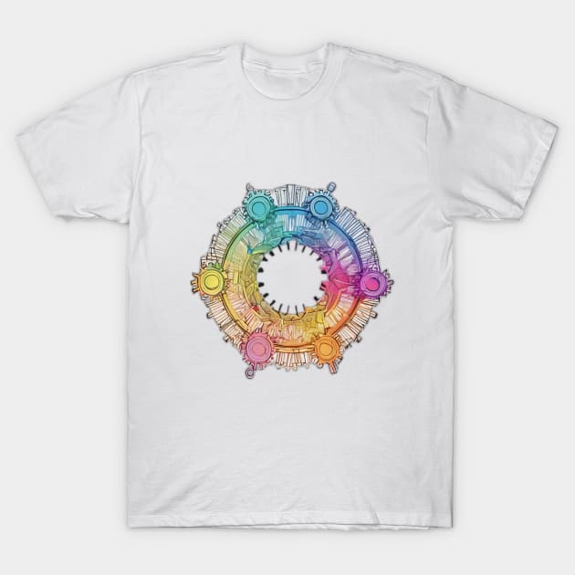 Colorful Abstract Gear Circle Artwork No. 480 T-Shirt by cornelliusy